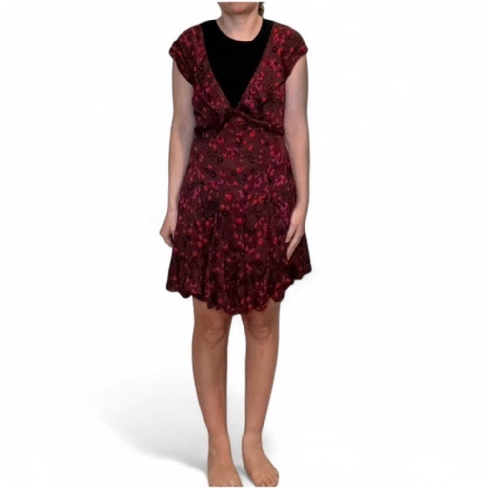 Free People It Takes Two Wrap dress Size XS. Purple/brown with red flowers.